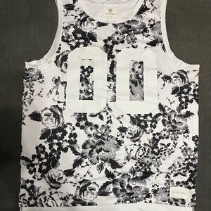 On the Byas Large Floral Black and White Tank Top